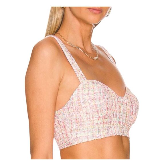Assignment Crop Top WMNS M Pink Tweed Bralette Maribel Preppy Barbie Sweetheart - Picture 5 of 11